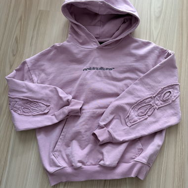COLDCULTURE DISTRESS CURVED HOODIE pink