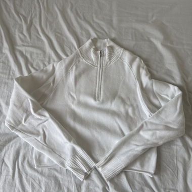 White Zip-Up Sweater