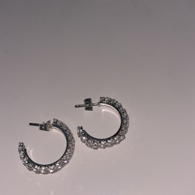 Rhinestone Stud Hoop Earrings