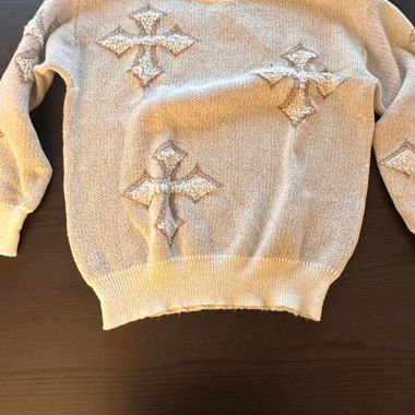 Maglione beige per bambini con motivo a croce