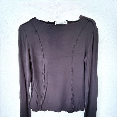 MANGO Damen Langarmshirt in Schwarz – Gr. M 