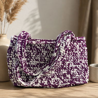 Chrochet Tragetasche lila/weiss
