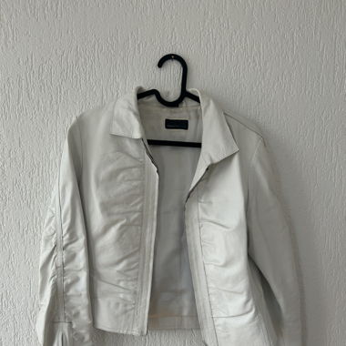 white cropped leather jacket