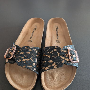 Tamaris Slides, black gold
