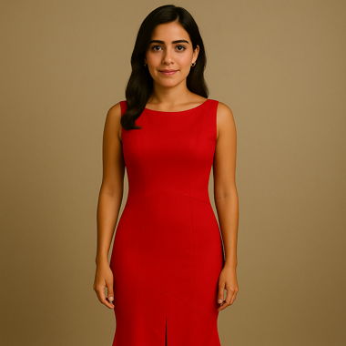 Robe longue rouge fendue T. G (EU 42-44)