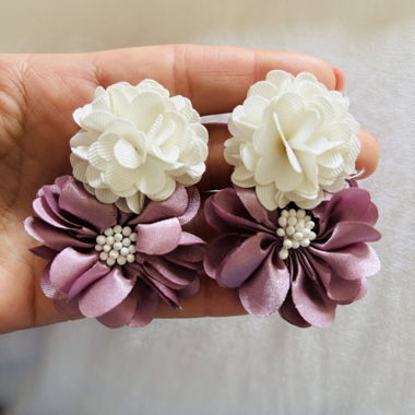Handmade Earrings, White Pink