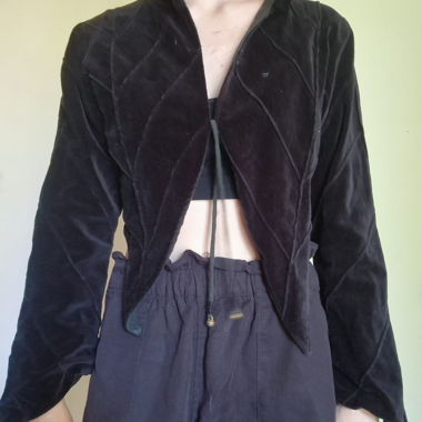 Black Velvet Hooded Top