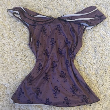 Vintage off shoulder floral print purple top
