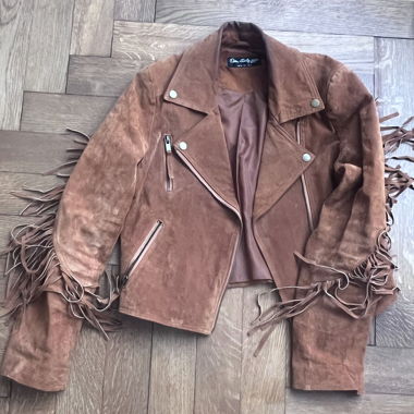 Brown suede fringe jacket