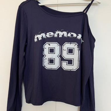 Navy off-shoulder long sleeve top