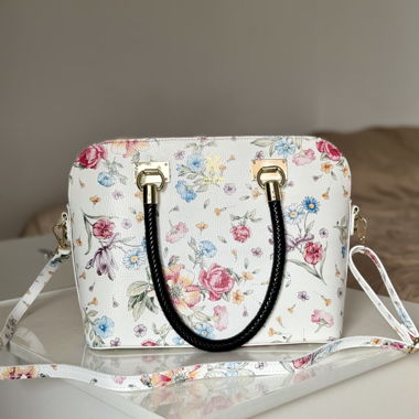 NEUE Umhängetasche in Weiss mit Blumenmuster 