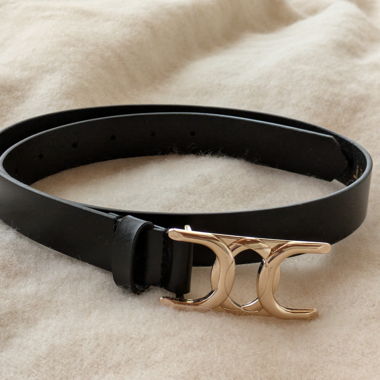 Ceinture en cuir authentique NEXT noire - Or