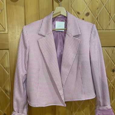 Blazer rosa a pied de poule