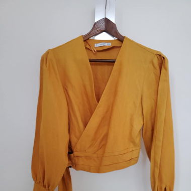 Blouse Mango jaune moutarde