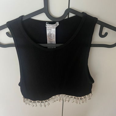 Black Crop Top with Stones