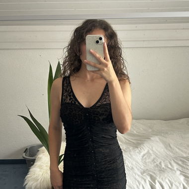 Black leopard dress