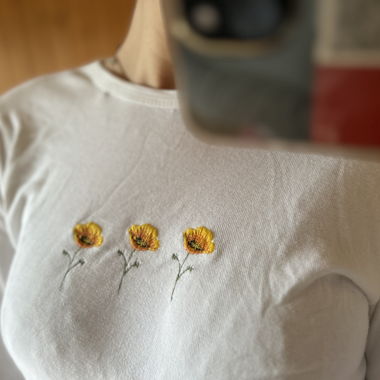 Long sleeve embroidered white long sleeve top