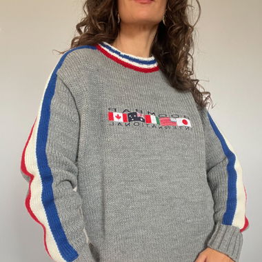 Vintage Grey Wool Flag Sweater