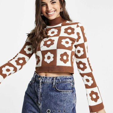 Sweat cropped à fleurs