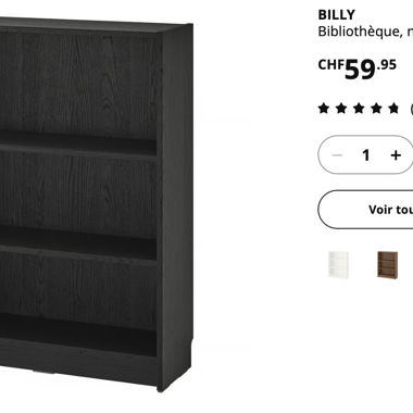 Libreria BILLY nera - 80 x 29 x 106 cm