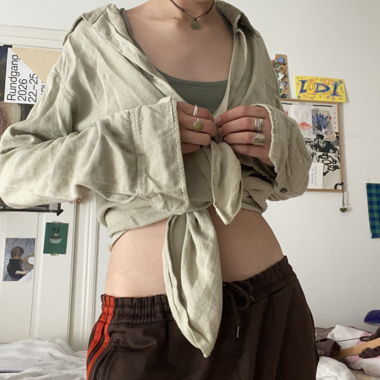 mint sage green wrap tie shirt