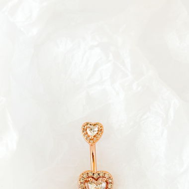 Heart Belly Piercing with zirconia rosegold