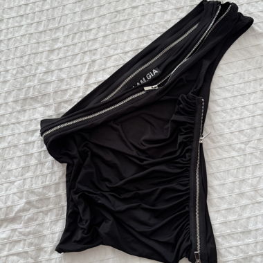 Top One-Shoulder con Zip Nero I.AM.GIA