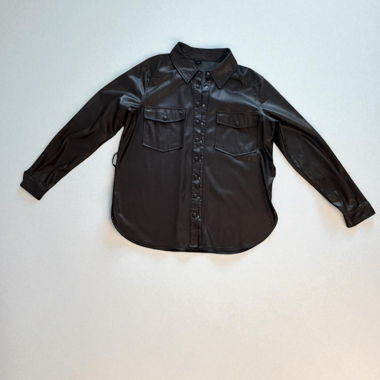Giacca in pelle oversize/marrone scuro