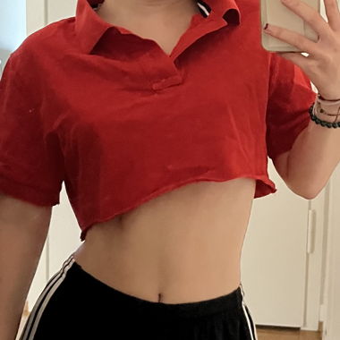 self-cropped polo shirt