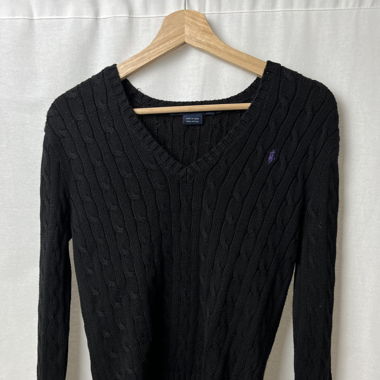 Pull Ralph Lauren torsadé noir