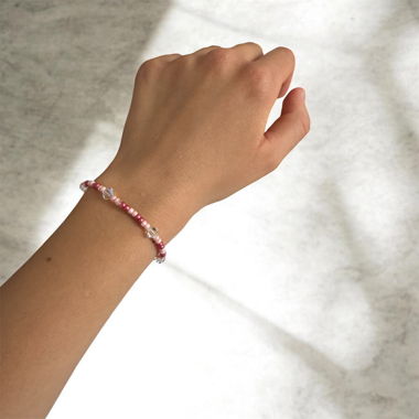 Bracelet perlé rose clair - fait main