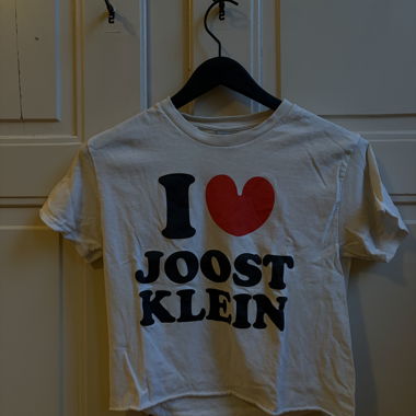 white "I love JOOST KLEIN" T-shirt, size S