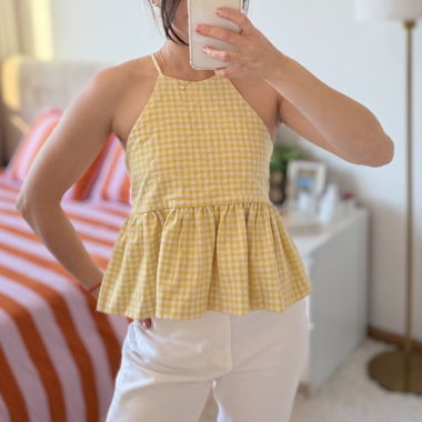 Gelbes Gingham Top ZARA