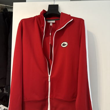 Felpa rossa con zip Lacoste