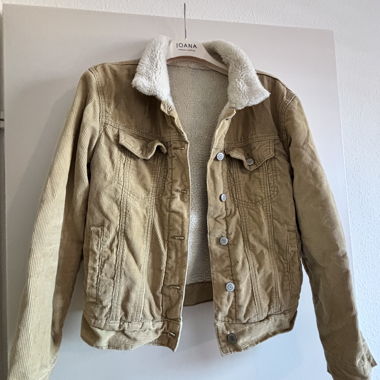 Fur-Lined Cord Jacket fair mustard yellow 