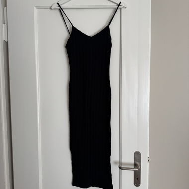 Black Knit Dress with Spaghetti Straps