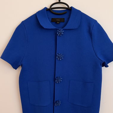 Cardigan in maglia Zara blu a maniche corte