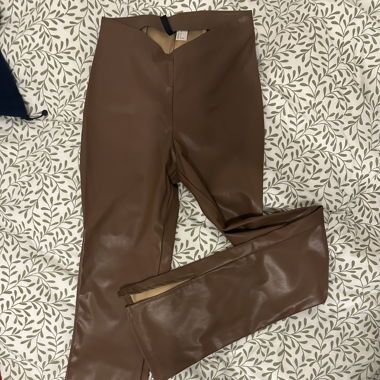 Pantalon cuir brun 