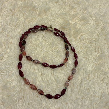 Necklace with red glass beads