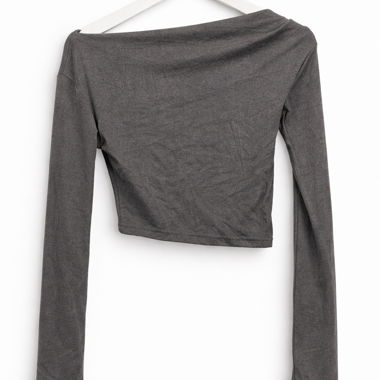 Top corto nero asimmetrico