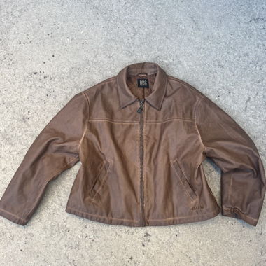 Veste en cuir marron BDG zippée