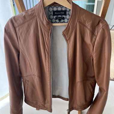 Massimo Dutti Leather Jacket – Cognac Brown