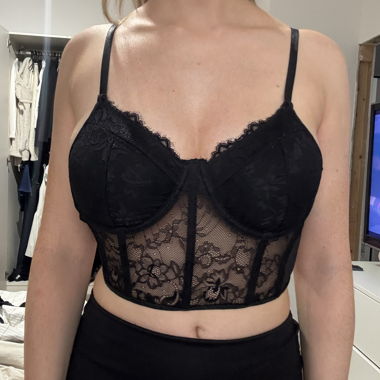 Schwarzes spitzen Bralette Top
