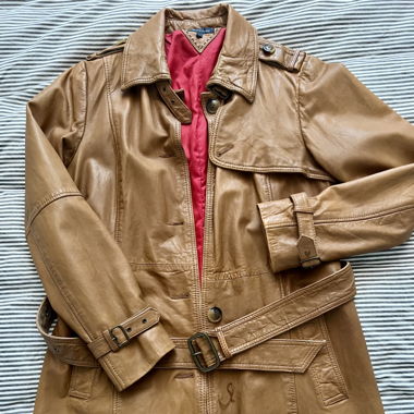 Veste en cuir camel