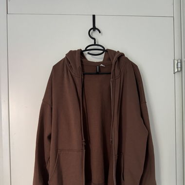 Brown Basic Hoodie Zip Up