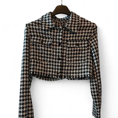 Completo tailleur gonna pied-de-poule bianco e nero