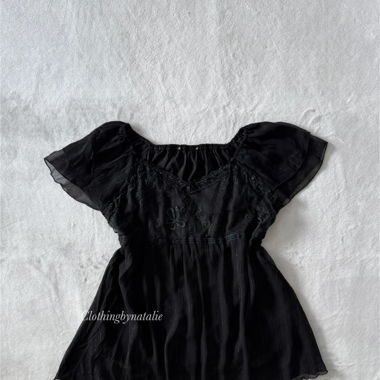 Verspieltes Schwarzes Chiffon-Babydoll (M)