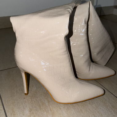 Beige Knee-High Stiletto Boots