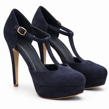 Décolleté con plateau blu scuro