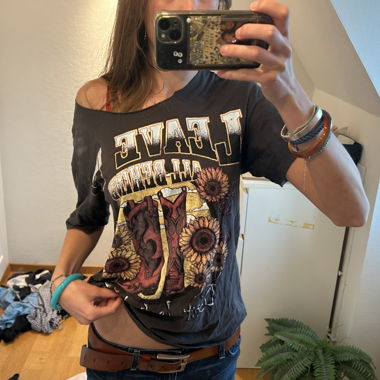 Graphic Off-Shoulder Top